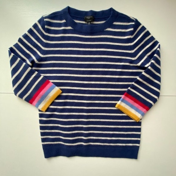 TALBOTS Audrey Stripe Cashmere Sweater Medium Petit (MP) - Picture 4 of 13
